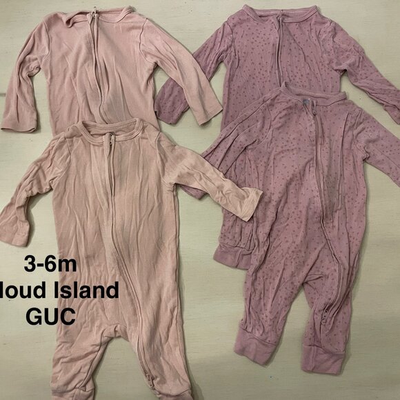 Lot of 4 Cloud Island Matching Twin Girl Sleep and Play Pink Purple 3-6m - Picture 1 of 3